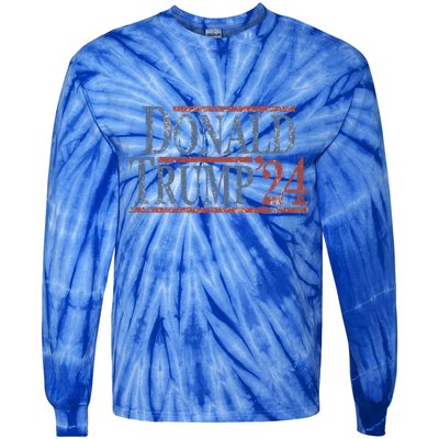 Distressed Donald Trump 2024 Cute Gift Tie-Dye Long Sleeve Shirt