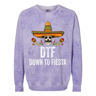 DTF Down To Fiesta Funny Mexican Skull Cinco De Mayo Colorblast Crewneck Sweatshirt