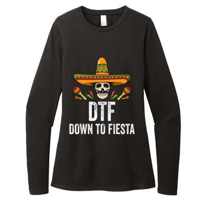 DTF Down To Fiesta Funny Mexican Skull Cinco De Mayo Womens CVC Long Sleeve Shirt