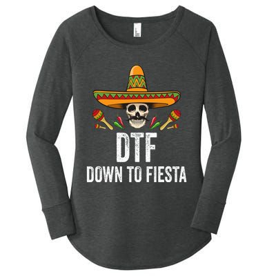 DTF Down To Fiesta Funny Mexican Skull Cinco De Mayo Women's Perfect Tri Tunic Long Sleeve Shirt