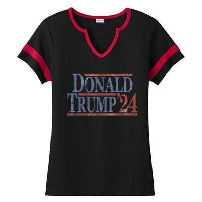 Distressed Donald Trump 2024 Ladies Halftime Notch Neck Tee