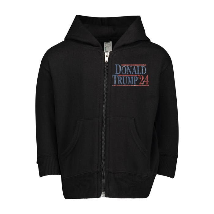 Distressed Donald Trump 2024 Toddler Zip Fleece Hoodie