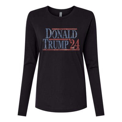 Distressed Donald Trump 2024 Womens Cotton Relaxed Long Sleeve T-Shirt