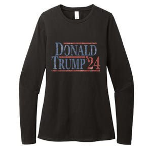 Distressed Donald Trump 2024 Womens CVC Long Sleeve Shirt