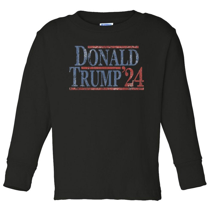 Distressed Donald Trump 2024 Toddler Long Sleeve Shirt