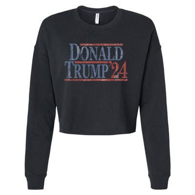 Distressed Donald Trump 2024 Cropped Pullover Crew