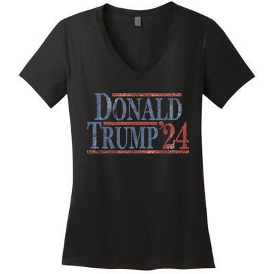 Distressed Donald Trump 2024 Women's V-Neck T-Shirt