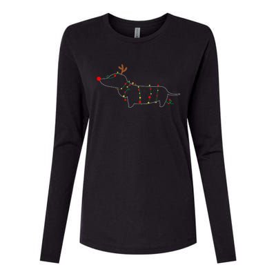 Dachshund Dogs Tree Christmas Light Dachshund Lover Gift Womens Cotton Relaxed Long Sleeve T-Shirt