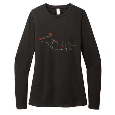 Dachshund Dogs Tree Christmas Light Dachshund Lover Gift Womens CVC Long Sleeve Shirt