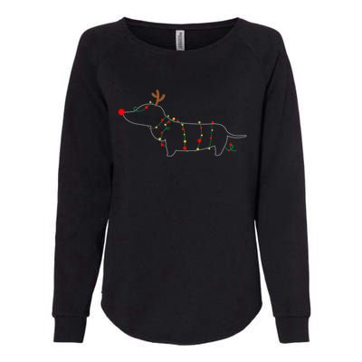 Dachshund Dogs Tree Christmas Light Dachshund Lover Gift Womens California Wash Sweatshirt