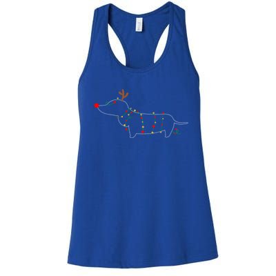 Dachshund Dogs Tree Christmas Light Dachshund Lover Gift Women's Racerback Tank