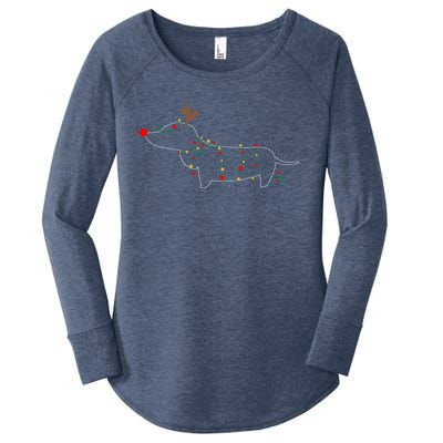 Dachshund Dogs Tree Christmas Light Dachshund Lover Gift Women's Perfect Tri Tunic Long Sleeve Shirt