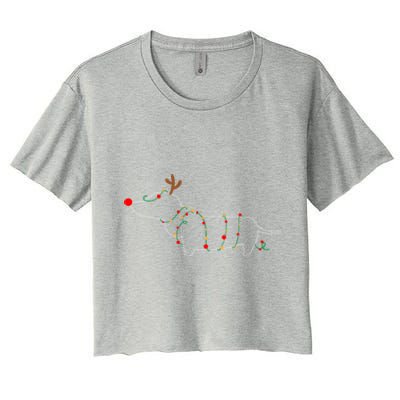 Dachshund Dogs Tree Christmas Light Dachshund Lover Gift Women's Crop Top Tee