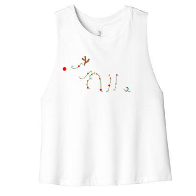 Dachshund Dogs Tree Christmas Light Dachshund Lover Gift Women's Racerback Cropped Tank