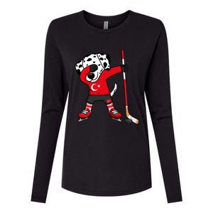 Dabbing Dalmatian Turkey Ice Hockey Fans Jersey Turkish Flag Gift Womens Cotton Relaxed Long Sleeve T-Shirt