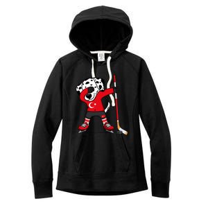 Dabbing Dalmatian Turkey Ice Hockey Fans Jersey Turkish Flag Gift Women's Fleece Hoodie