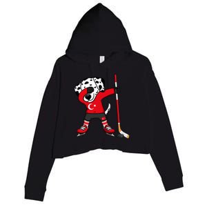 Dabbing Dalmatian Turkey Ice Hockey Fans Jersey Turkish Flag Gift Crop Fleece Hoodie