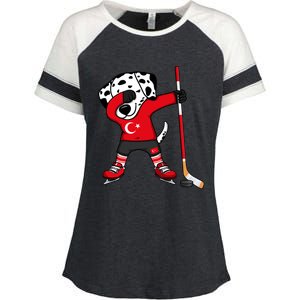 Dabbing Dalmatian Turkey Ice Hockey Fans Jersey Turkish Flag Gift Enza Ladies Jersey Colorblock Tee