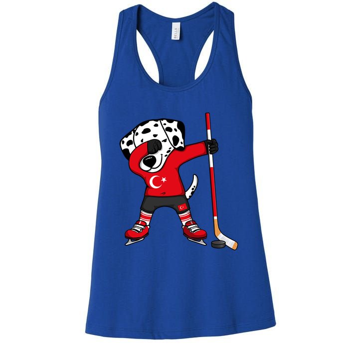 Dabbing Dalmatian Turkey Ice Hockey Fans Jersey Turkish Flag Gift Women's Racerback Tank