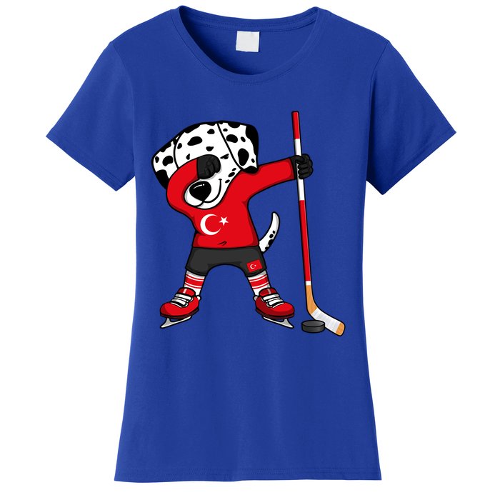 Dabbing Dalmatian Turkey Ice Hockey Fans Jersey Turkish Flag Gift Women's T-Shirt