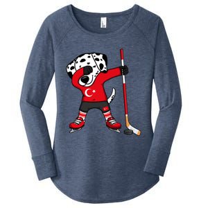 Dabbing Dalmatian Turkey Ice Hockey Fans Jersey Turkish Flag Gift Women's Perfect Tri Tunic Long Sleeve Shirt