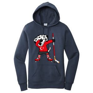 Dabbing Dalmatian Turkey Ice Hockey Fans Jersey Turkish Flag Gift Women's Pullover Hoodie