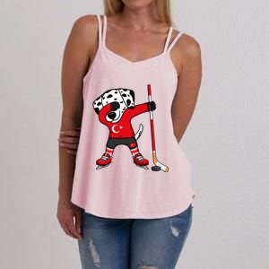 Dabbing Dalmatian Turkey Ice Hockey Fans Jersey Turkish Flag Gift Women's Strappy Tank