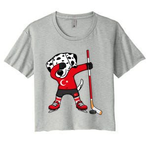 Dabbing Dalmatian Turkey Ice Hockey Fans Jersey Turkish Flag Gift Women's Crop Top Tee