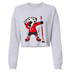 Dabbing Dalmatian Turkey Ice Hockey Fans Jersey Turkish Flag Gift Cropped Pullover Crew