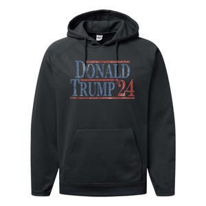 Distressed Donald Trump 2024 Performance Fleece Hoodie