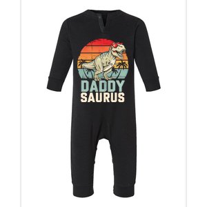 Daddysaurus Dinosaur T Rex Dad Father Retro Funny Gift Infant Fleece One Piece