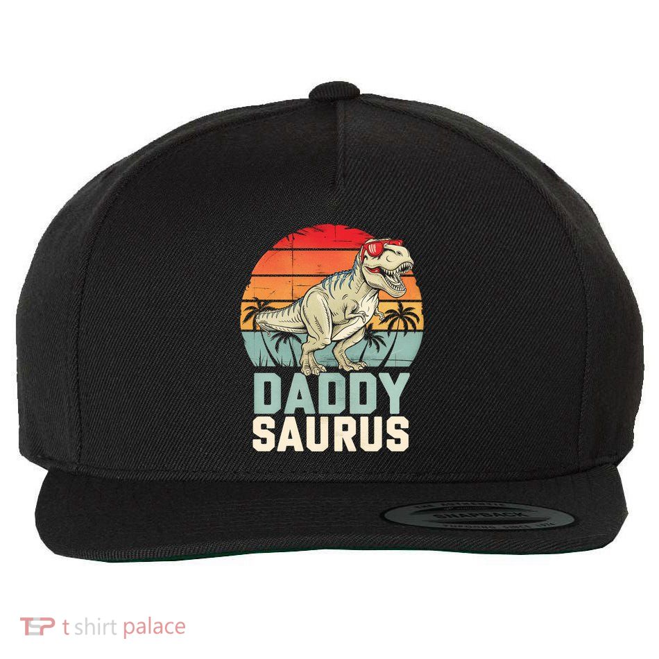 Daddysaurus Dinosaur T Rex Dad Father Retro Funny Gift Wool Snapback Cap