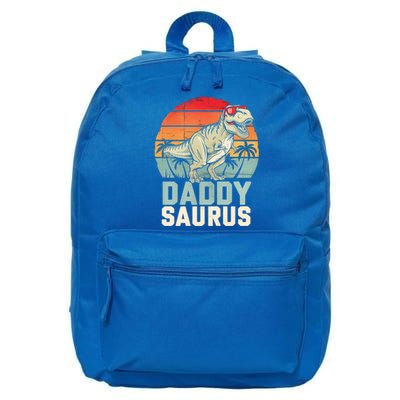 Daddysaurus Dinosaur T Rex Dad Father Retro Funny Gift 16 in Basic Backpack