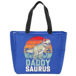 Daddysaurus Dinosaur T Rex Dad Father Retro Funny Gift Zip Tote Bag