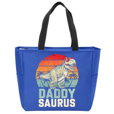 Daddysaurus Dinosaur T Rex Dad Father Retro Funny Gift Zip Tote Bag