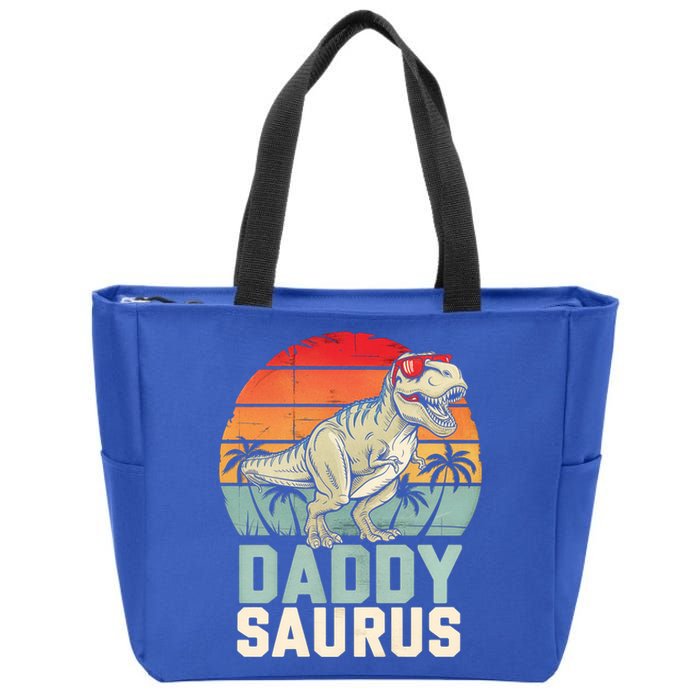 Daddysaurus Dinosaur T Rex Dad Father Retro Funny Gift Zip Tote Bag