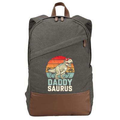 Daddysaurus Dinosaur T Rex Dad Father Retro Funny Gift Cotton Canvas Backpack