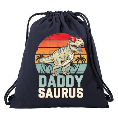 Daddysaurus Dinosaur T Rex Dad Father Retro Funny Gift Drawstring Bag