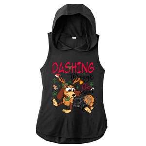 Dog Dashing Through The Snow Slinky Toy Christmas Ladies PosiCharge Tri-Blend Wicking Draft Hoodie Tank