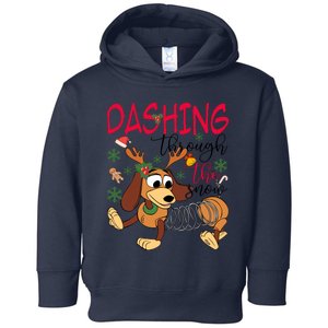 Dog Dashing Through The Snow Slinky Toy Christmas Toddler Hoodie