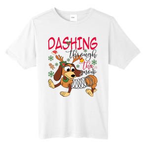 Dog Dashing Through The Snow Slinky Toy Christmas Tall Fusion ChromaSoft Performance T-Shirt