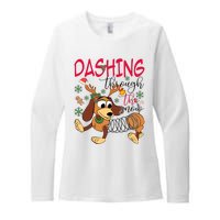 Dog Dashing Through The Snow Slinky Toy Christmas Womens CVC Long Sleeve Shirt