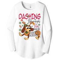 Dog Dashing Through The Snow Slinky Toy Christmas Women's Perfect Tri Tunic Long Sleeve Shirt