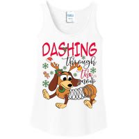 Dog Dashing Through The Snow Slinky Toy Christmas Ladies Essential Tank