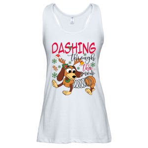 Dog Dashing Through The Snow Slinky Toy Christmas Ladies Essential Flowy Tank