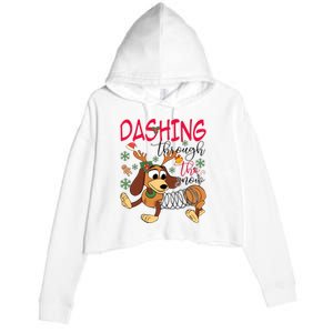 Dog Dashing Through The Snow Slinky Toy Christmas Crop Fleece Hoodie