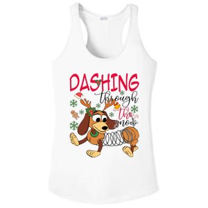 Dog Dashing Through The Snow Slinky Toy Christmas Ladies PosiCharge Competitor Racerback Tank