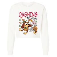 Dog Dashing Through The Snow Slinky Toy Christmas Cropped Pullover Crew