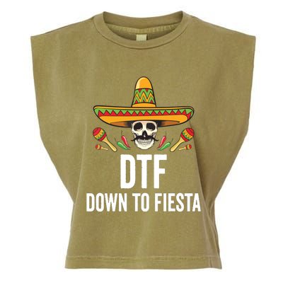 DTF Down To Fiesta Funny Mexican Skull Cinco De Mayo Garment-Dyed Women's Muscle Tee