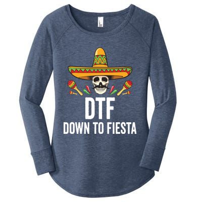 DTF Down To Fiesta Funny Mexican Skull Cinco De Mayo Women's Perfect Tri Tunic Long Sleeve Shirt